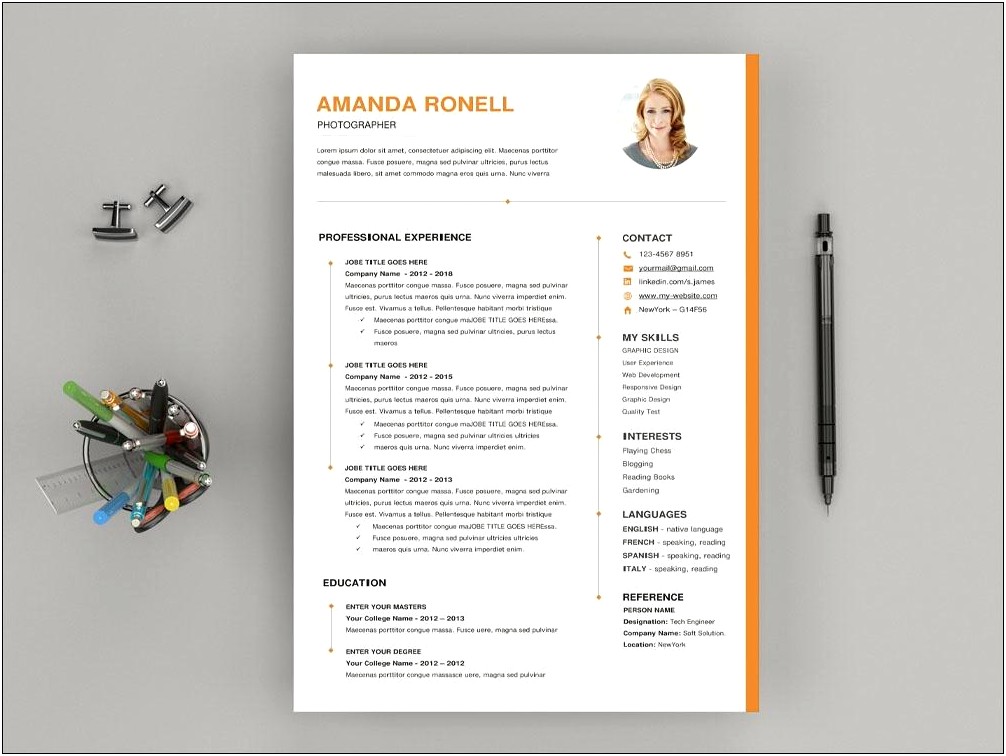Free Resume Template With Photo Insert Doc