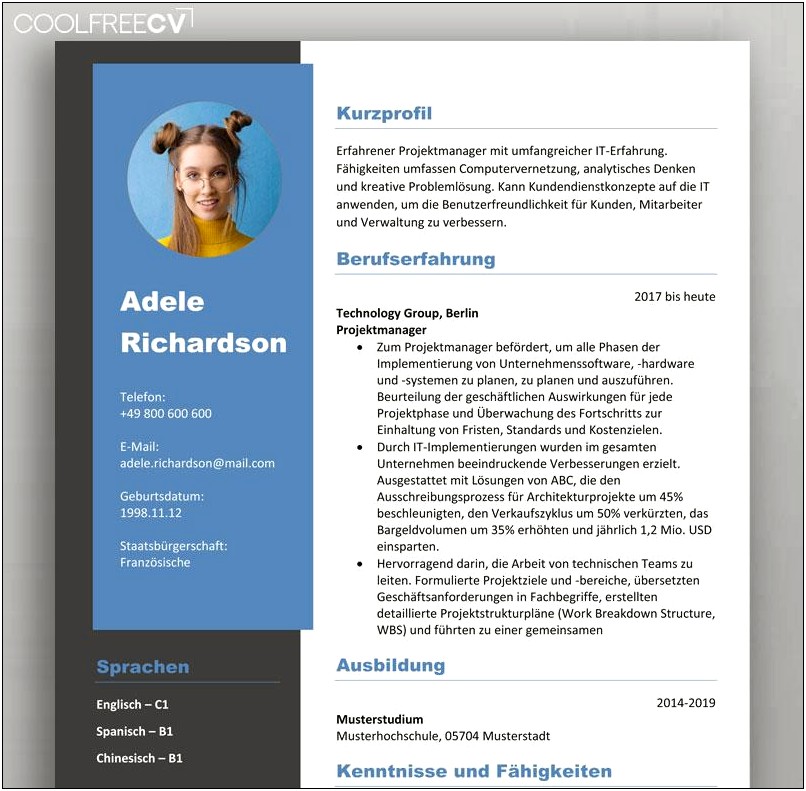 Free Resume Template With Photo Insert Download