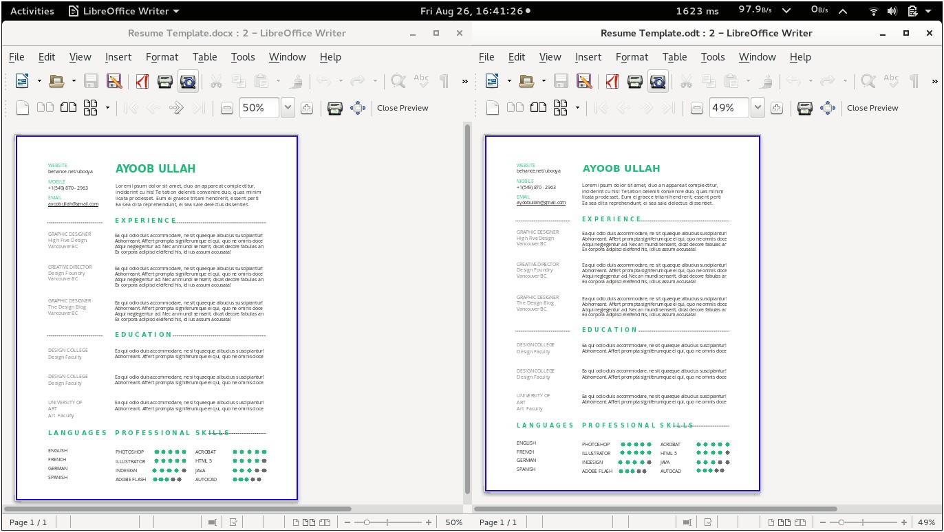 Free Resume Templates 2019 Free Download Odt Format