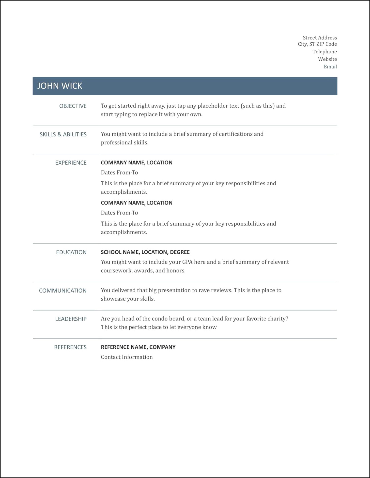 Free Resume Templates Download India
