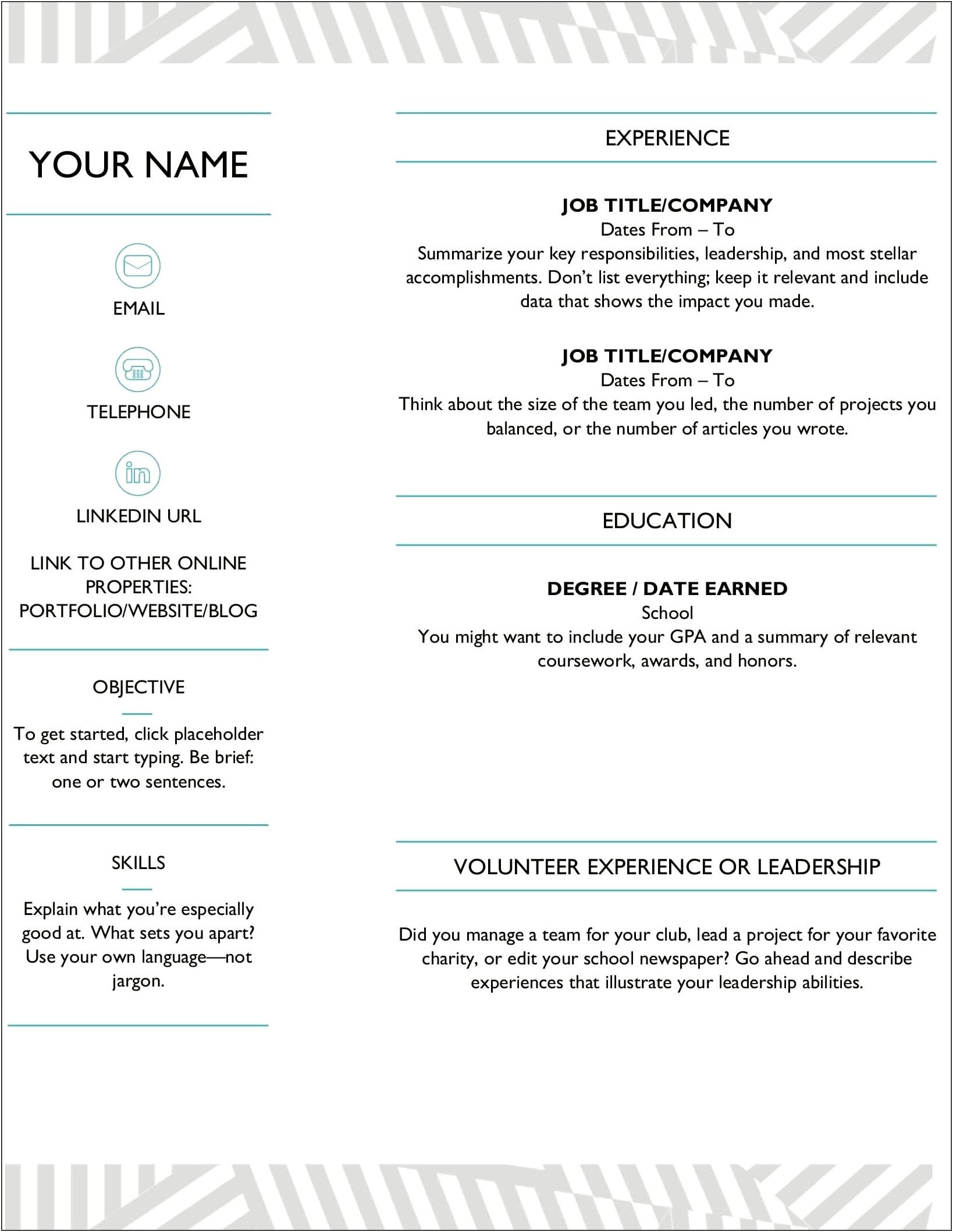 Free Resume Templates Download Ms Word