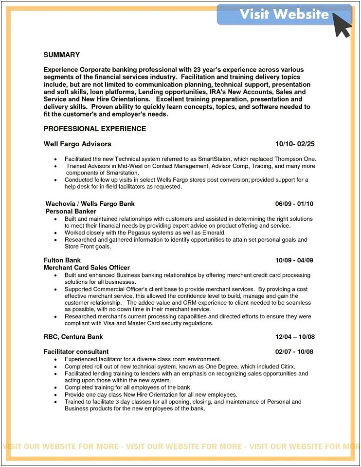 Free Resume Templates For Bankers