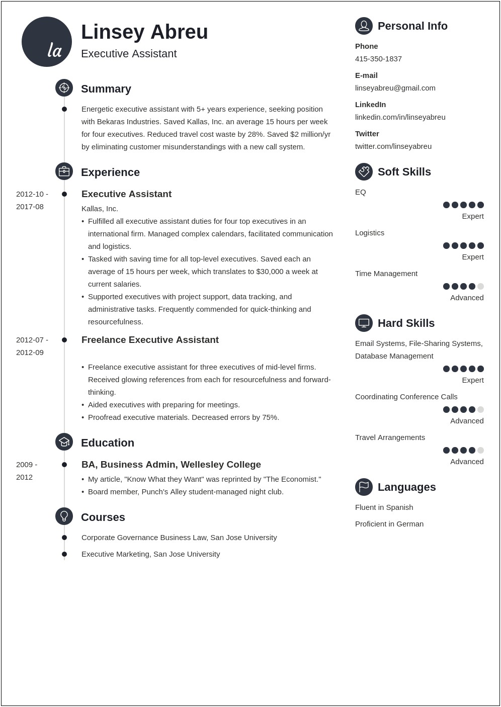 Free Resume Templates For Executive Assistants
