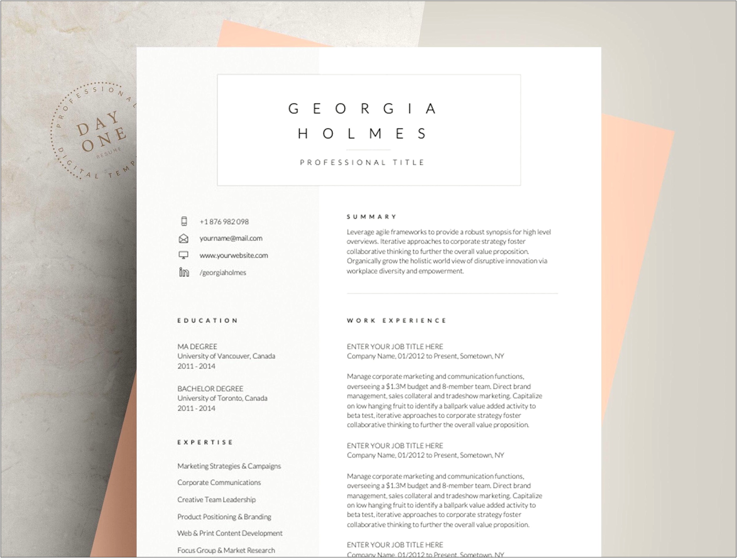 Free Resume Templates For Marketing