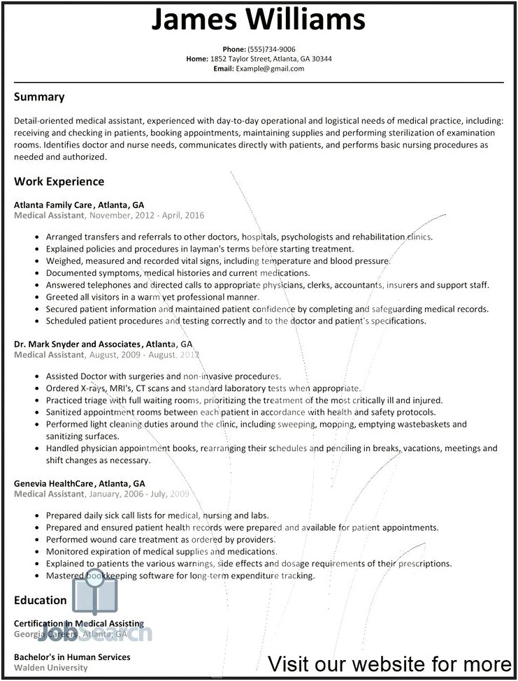 Free Resume Templates For Medical Professionals