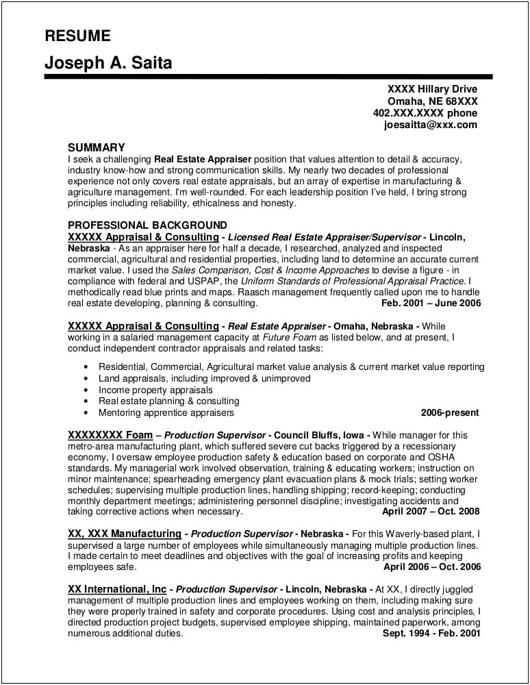 Free Resume Templates For Plant Work