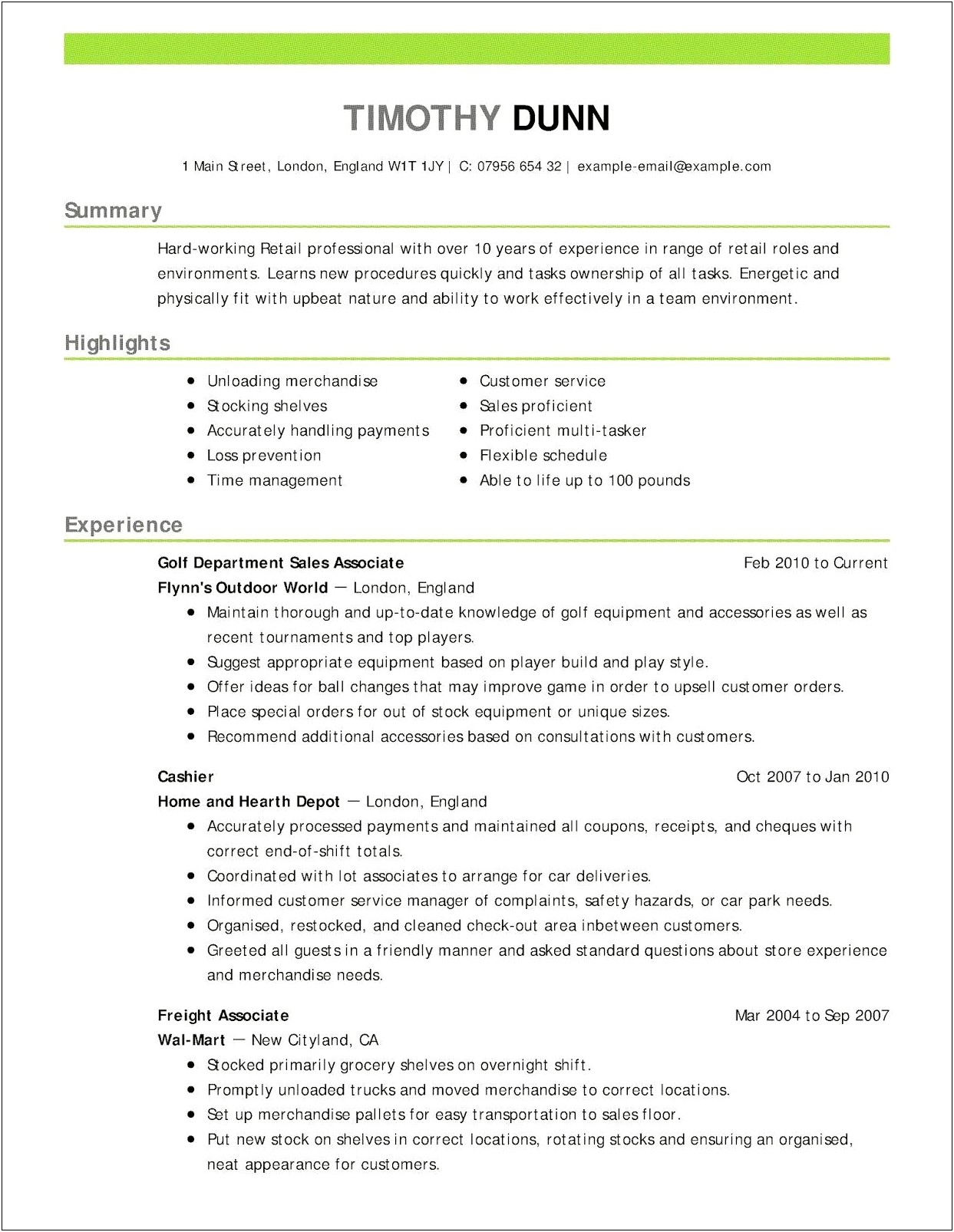 Free Resume Templates For Restaurant Manager