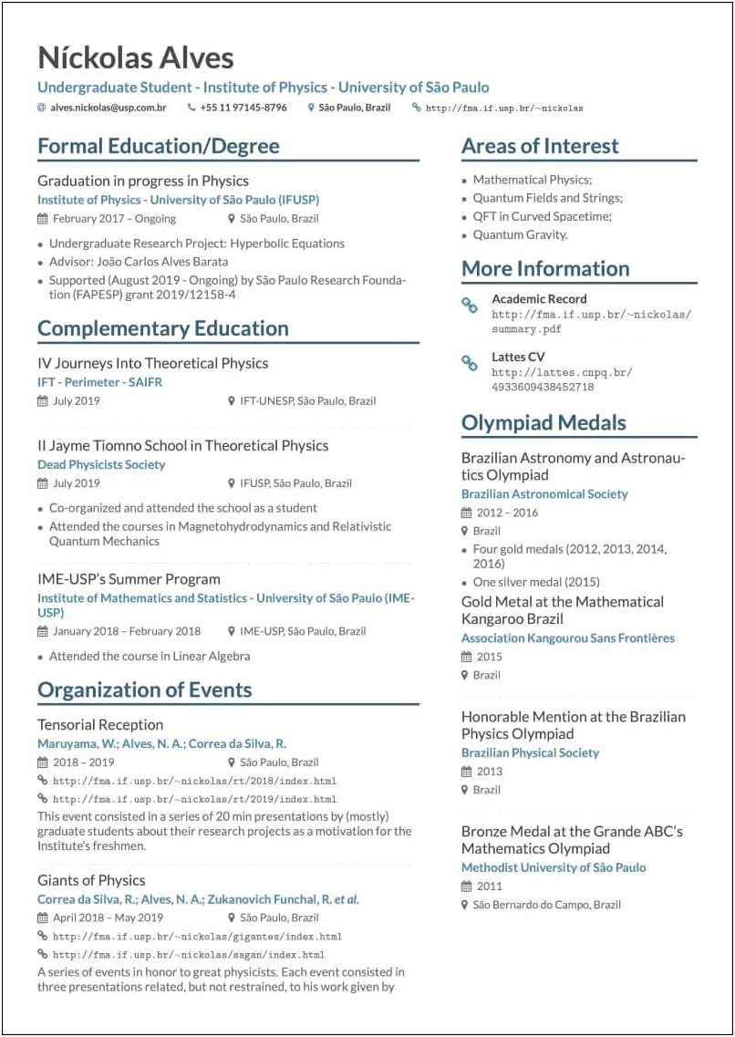Free Resume Templates For University Students
