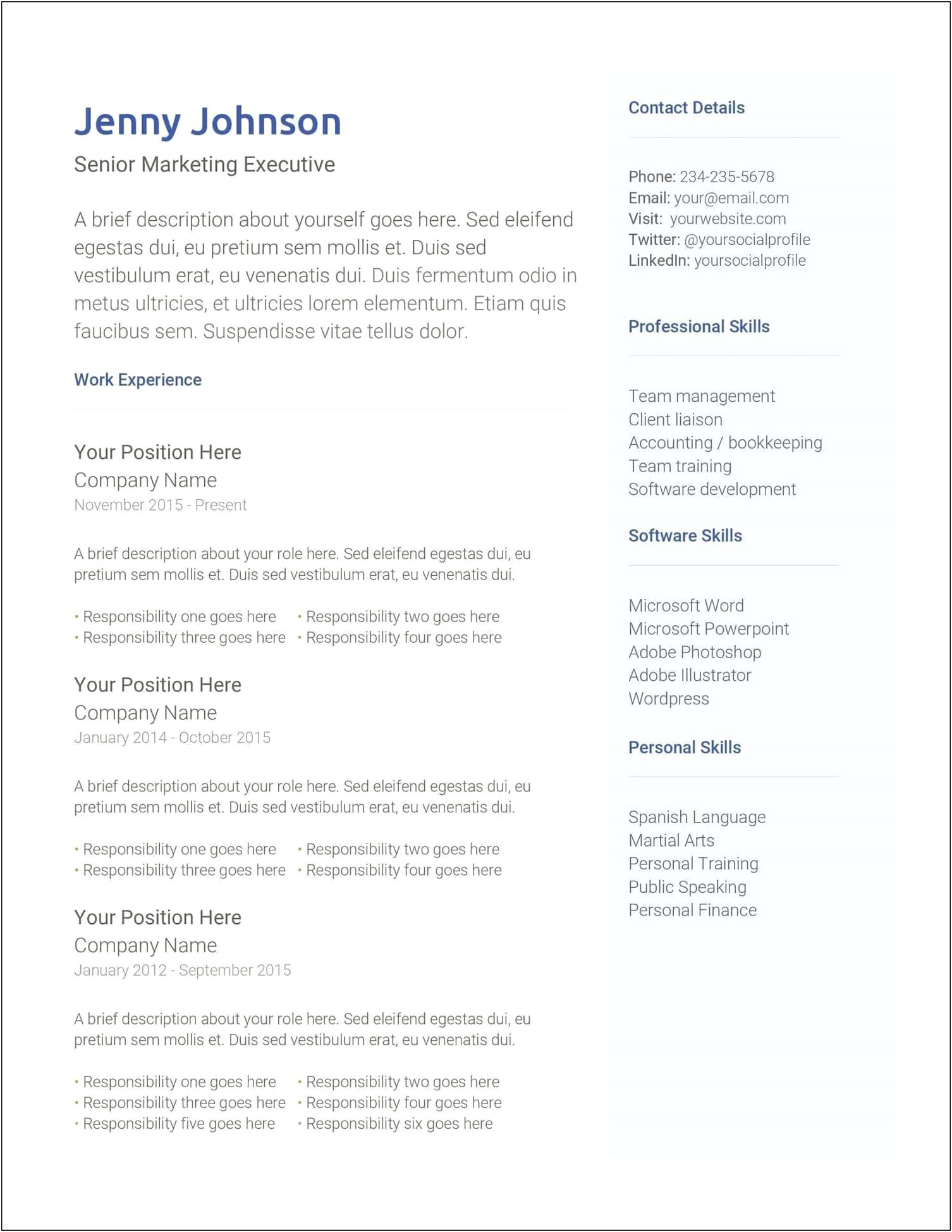 Free Resume Templates No Sign Up