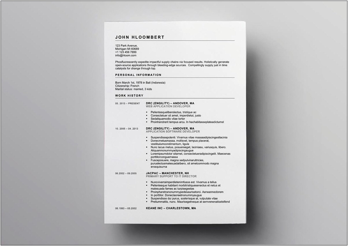 Free Resume Templates With Bullet Points