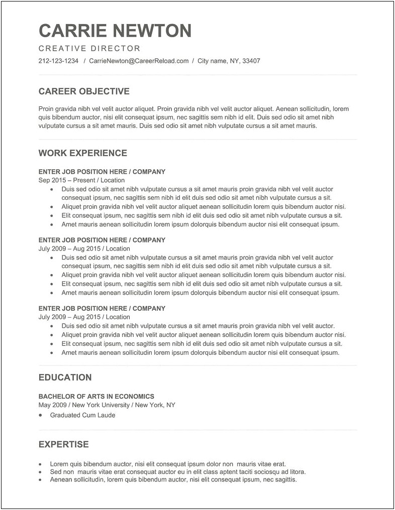 Free Resume Templates With Professional Summary