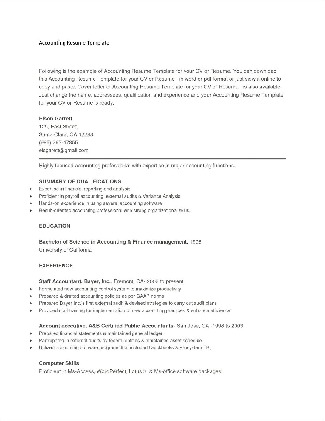 Free Resume Templates You Can Copy And Paste