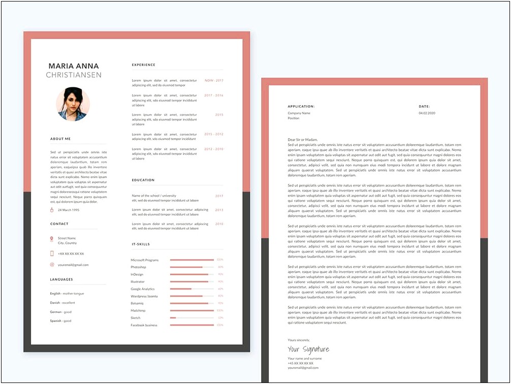 Free Resume With Cover Letter Layout