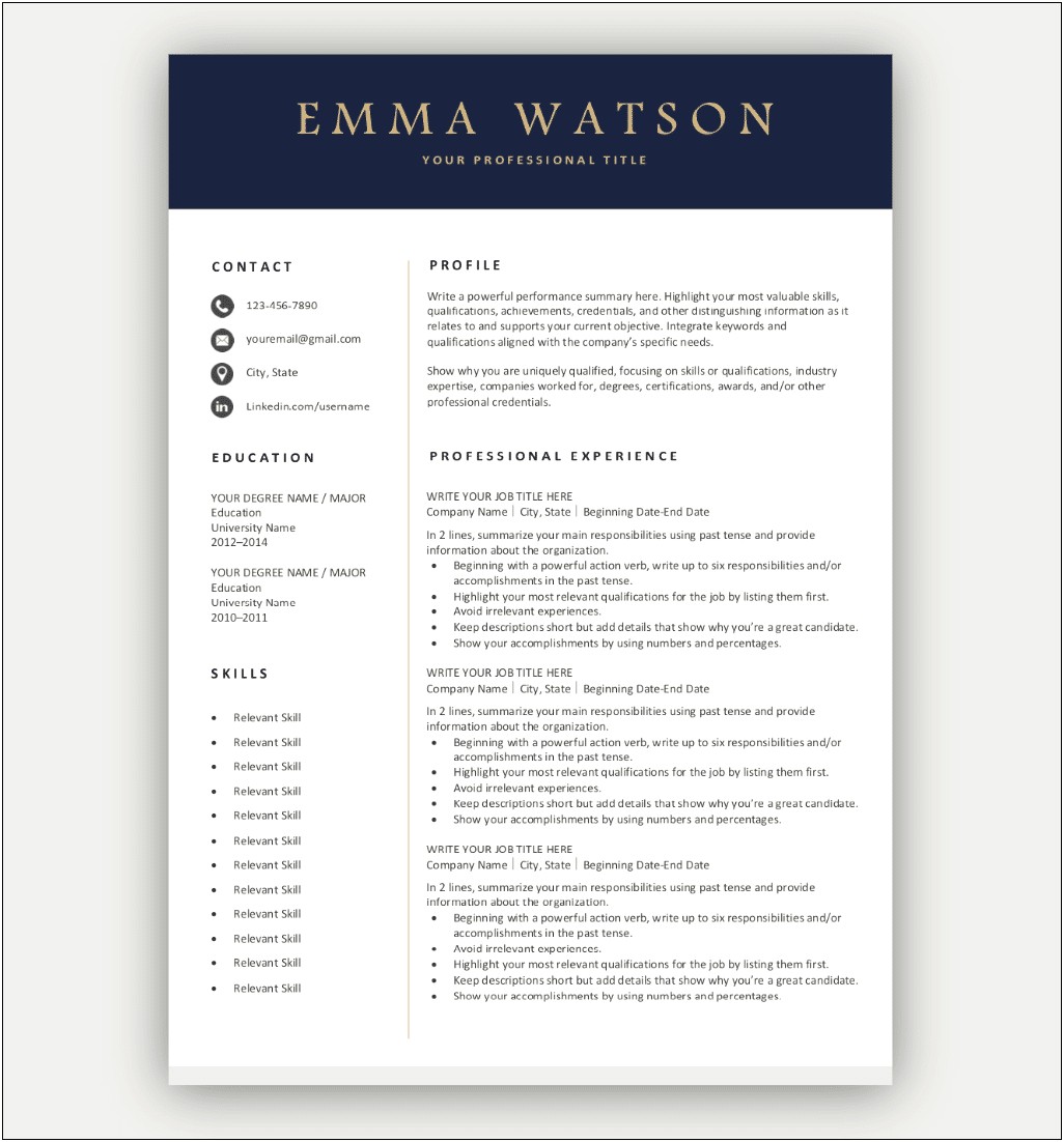 Free Sample Resume For Experienced It Professional