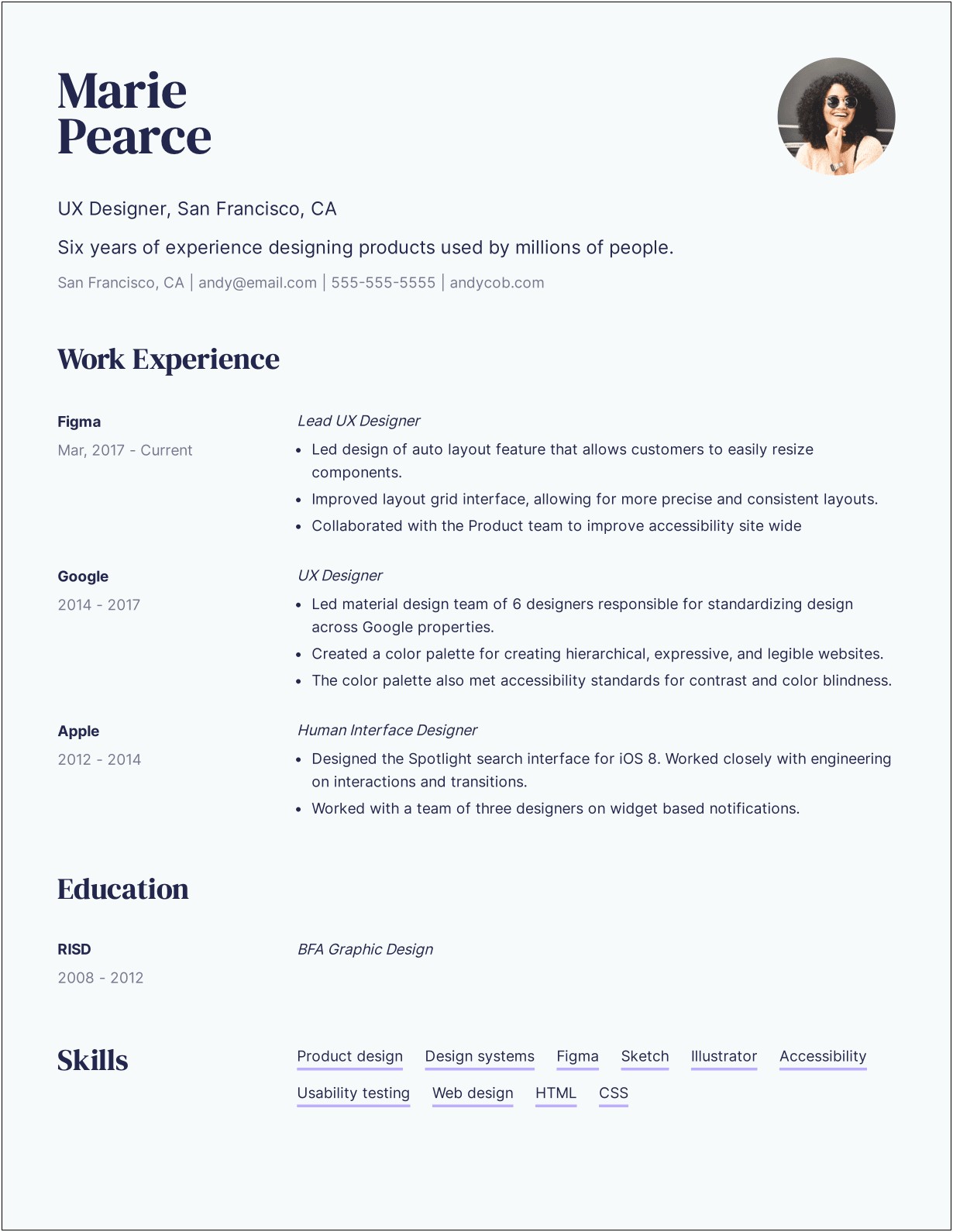 Free Sample Resume For Ux Designer