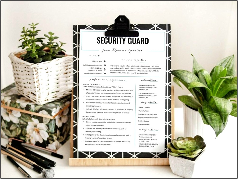 Free Sample Security Officer Resume