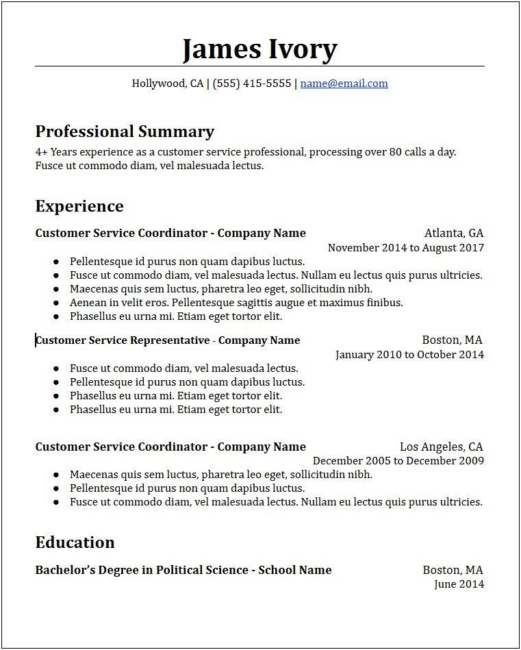 Free Samples Of Combination Resumes