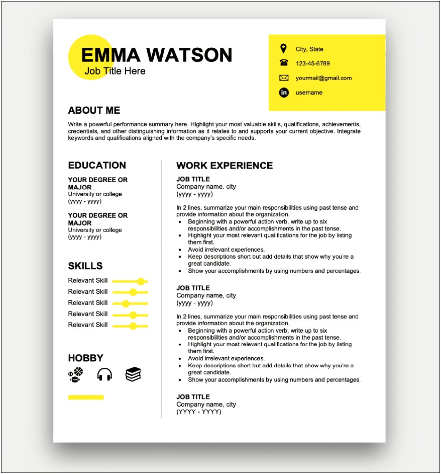 Free Short Simple Resumes Examples