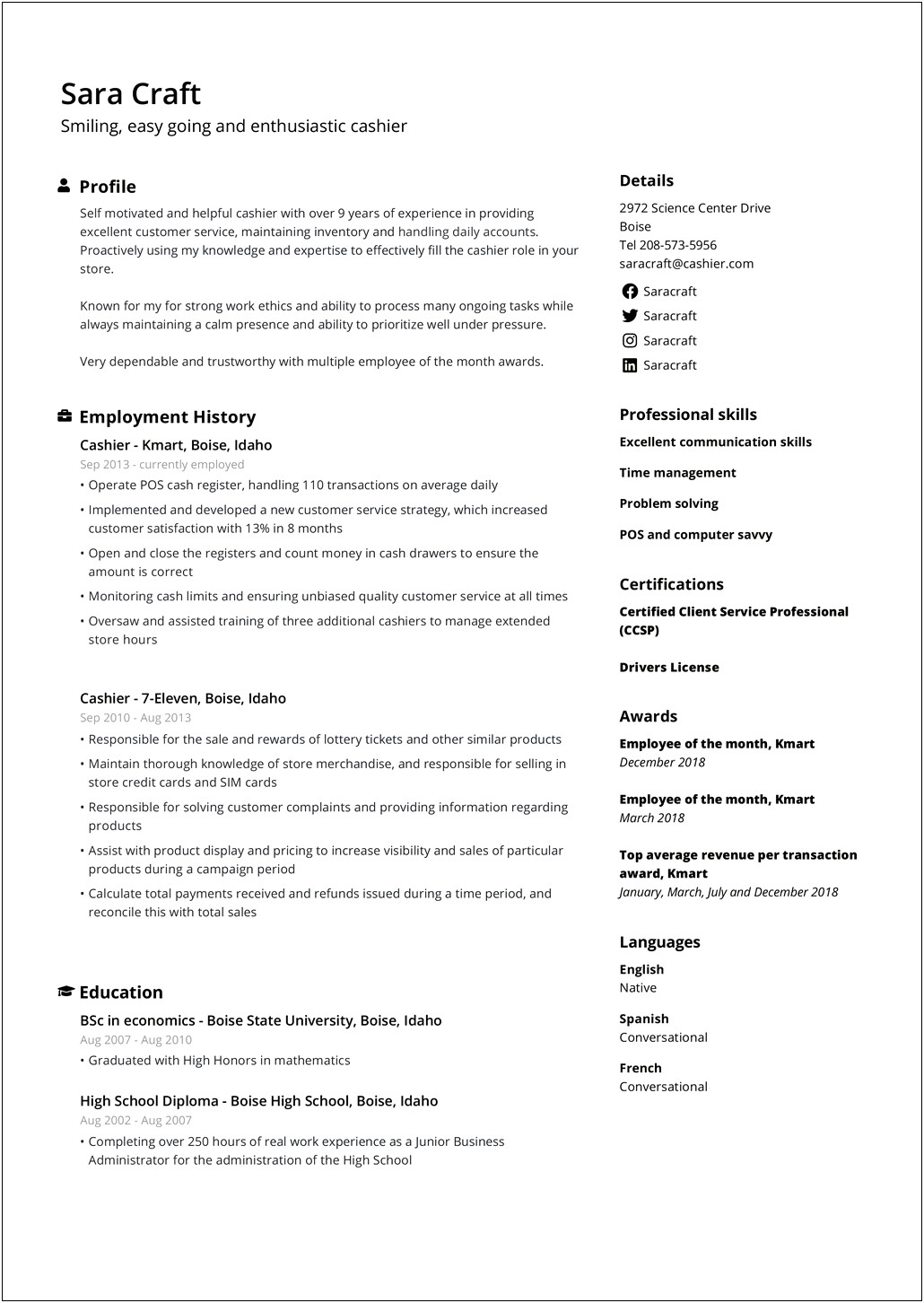 Free Simple Resume Template That Stands Out