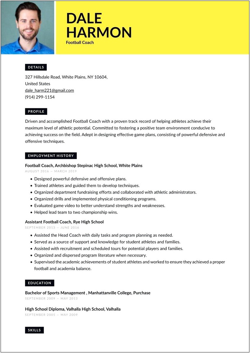 Free Soccer Coach Resume Template