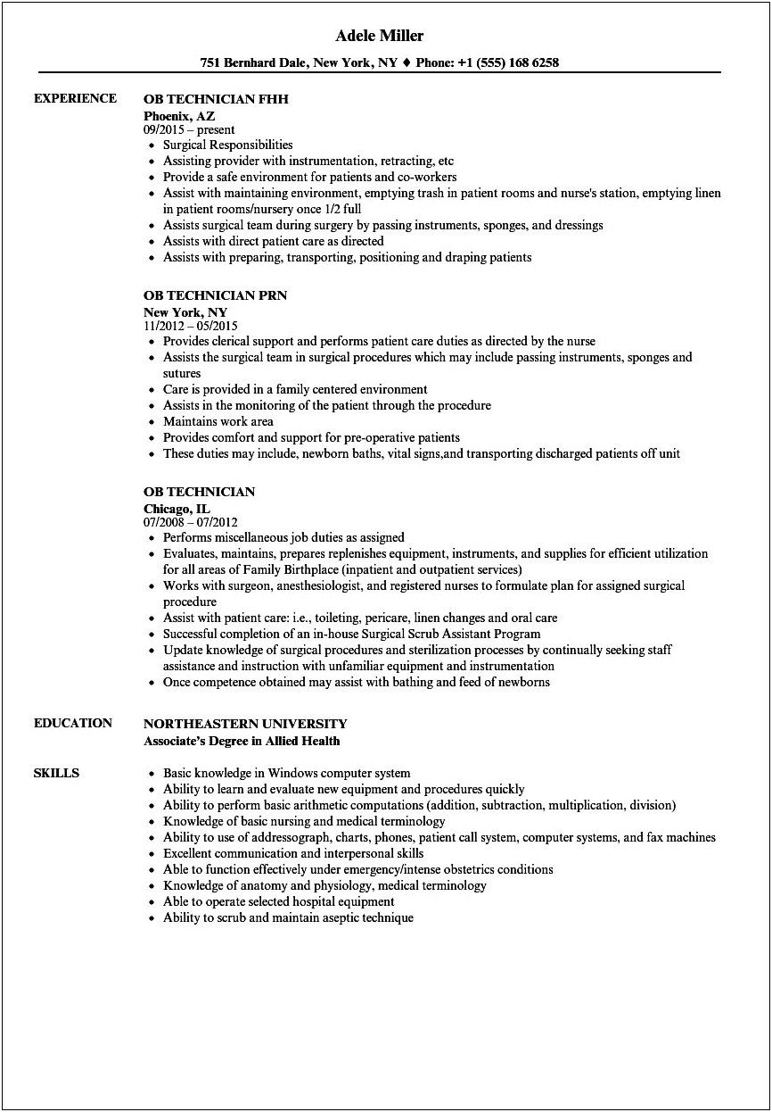Free Surgical Tech Resume Samples