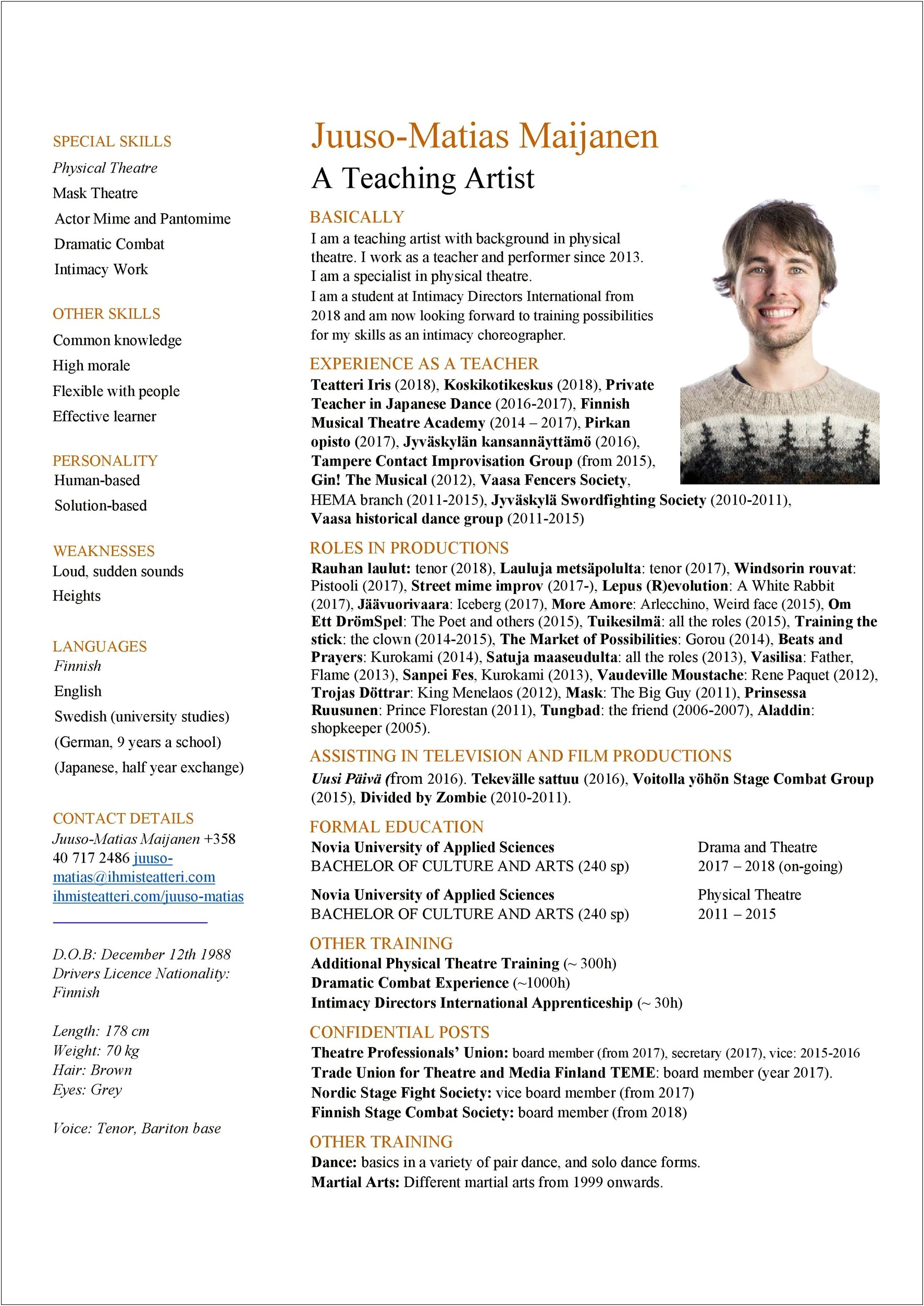 Free Template German Formatted Resumes Cv