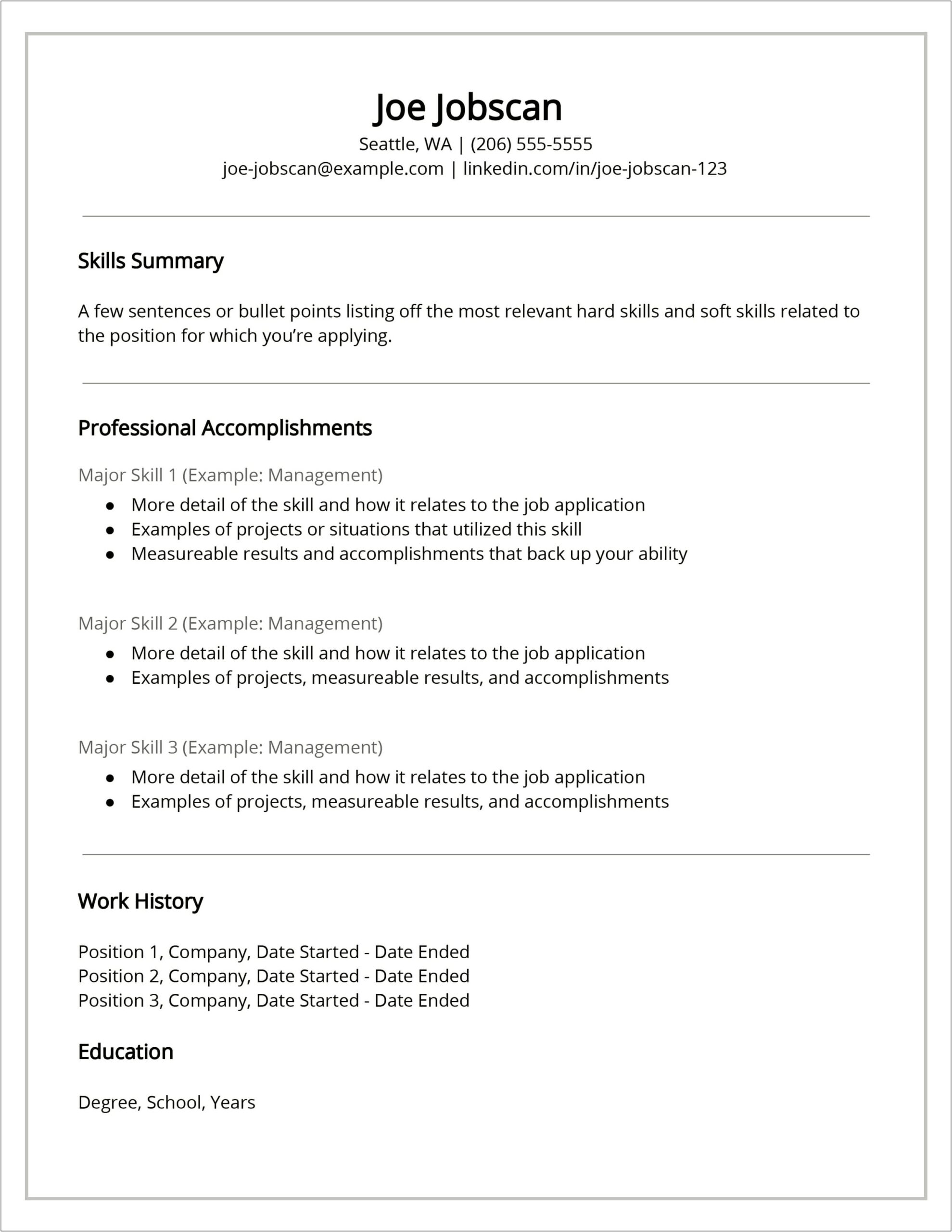 Free Template Resume Combination Skills Based Chronological