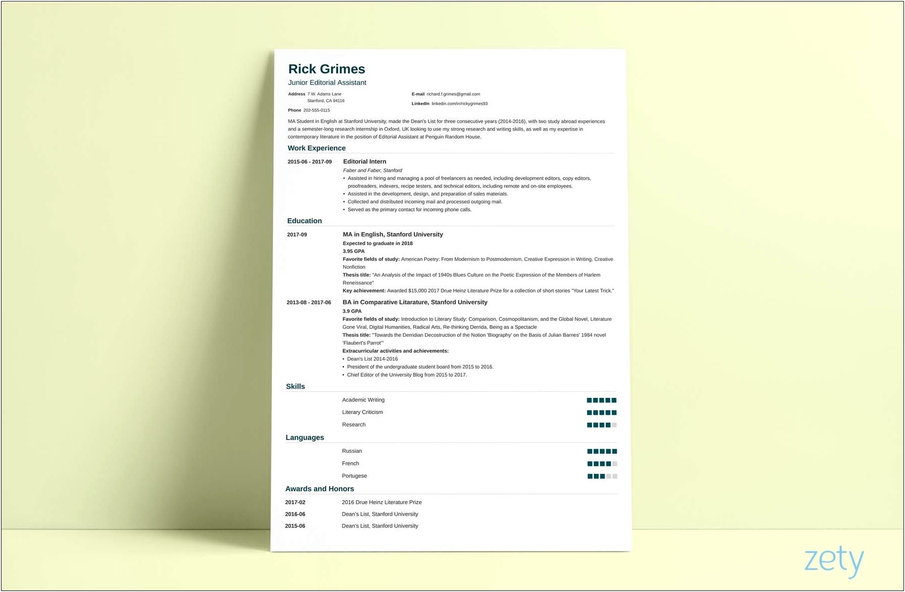 Free Template Resumes For Undergraduate Students