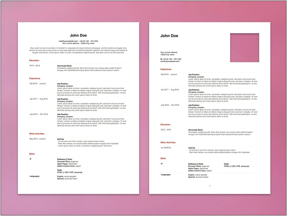 Free Templates For Resume Completley Free
