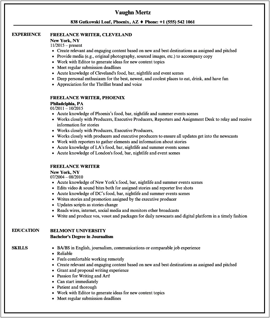 Freelance Editor Job Description For Resume