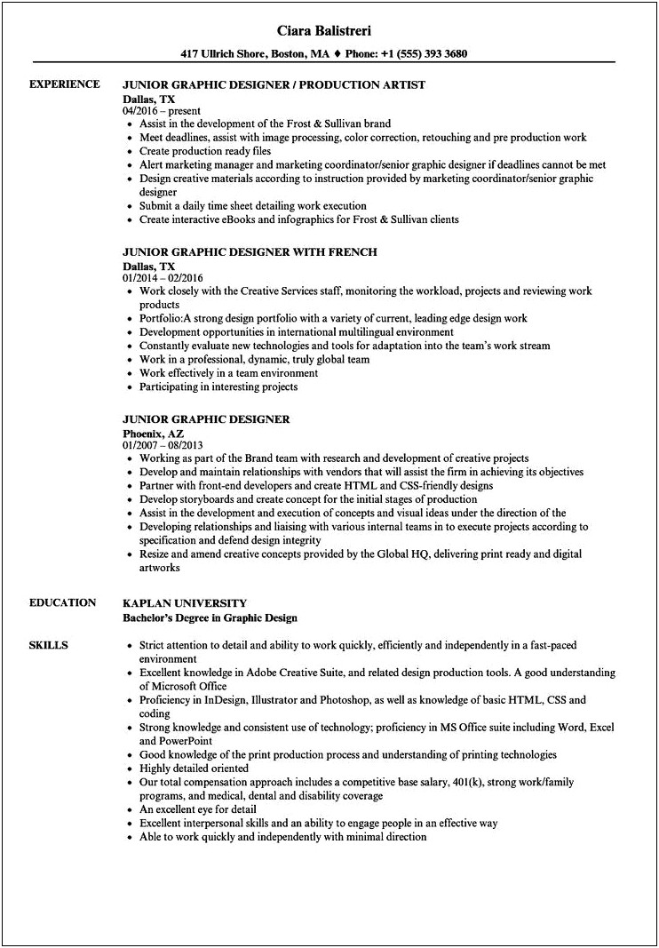 Freelance Graphic Designer Job Description Resume