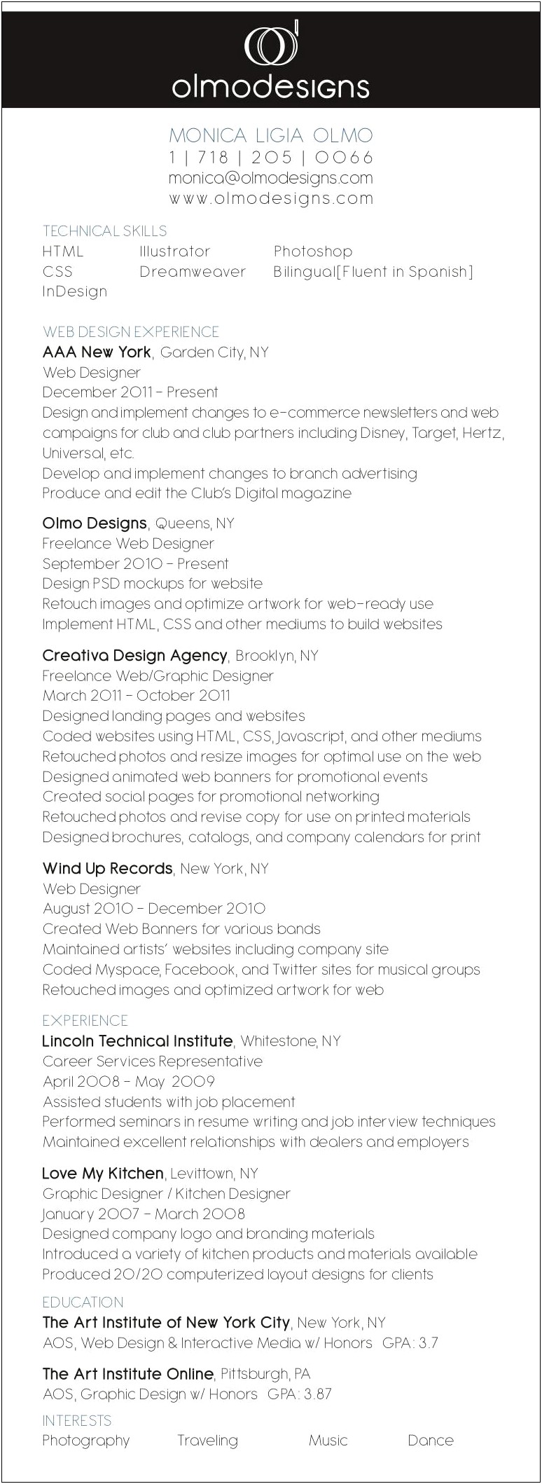 Freelance Web Designer Job Description Resume