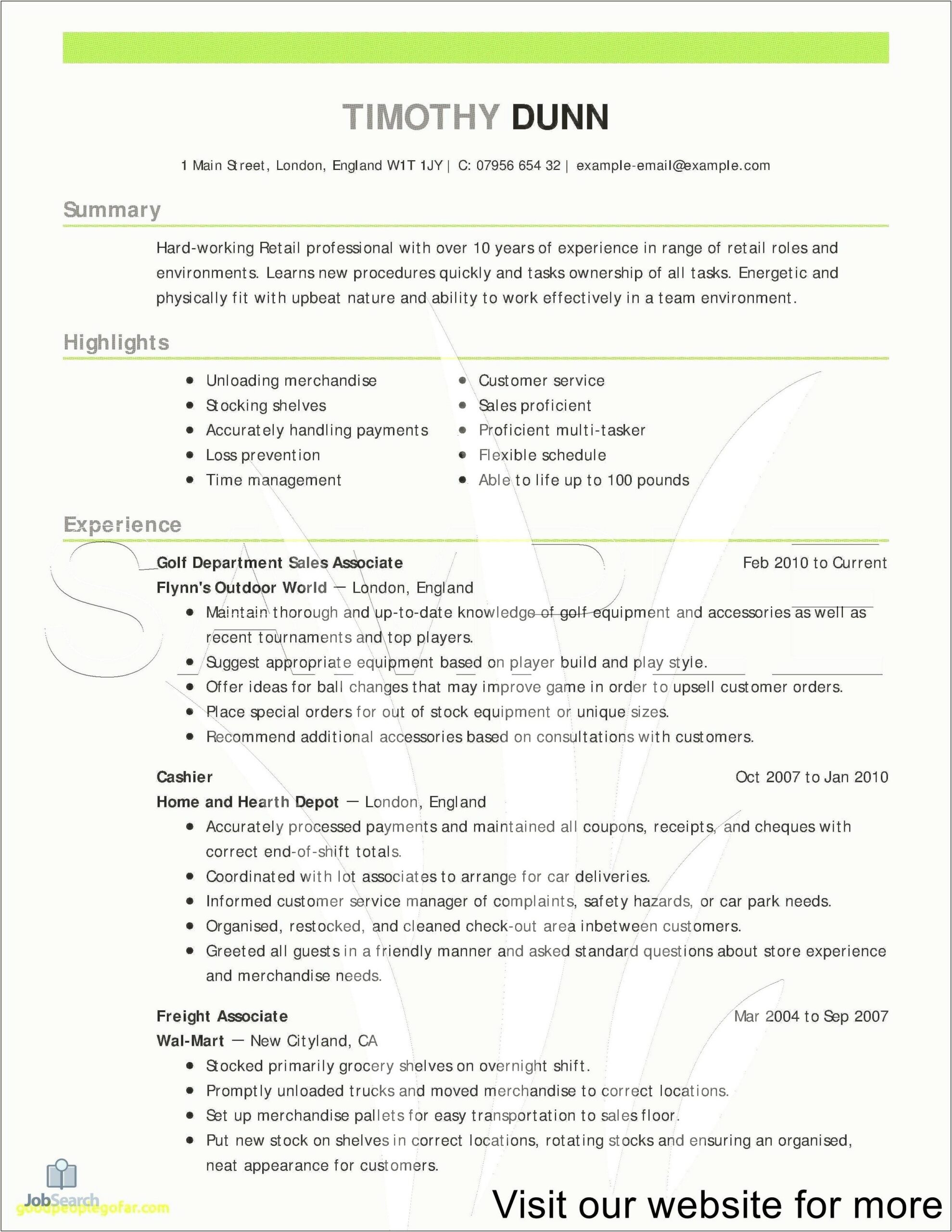 Freight Associate Objective On Resume