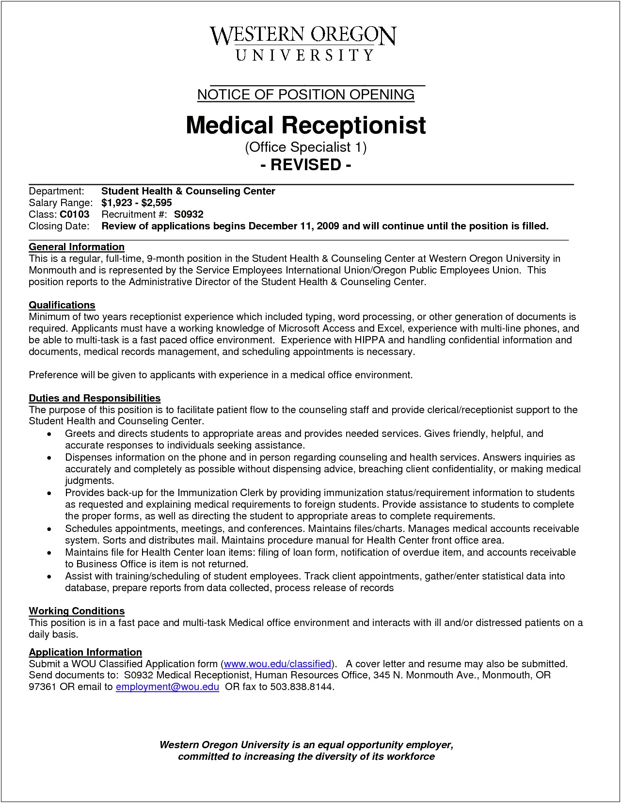 Front Desk Medical Receptionist Resume Skills Examples