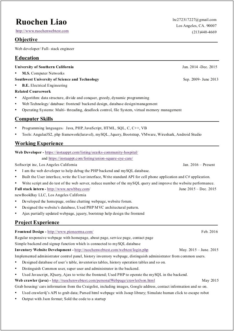 Front End Engineer Resume Objective