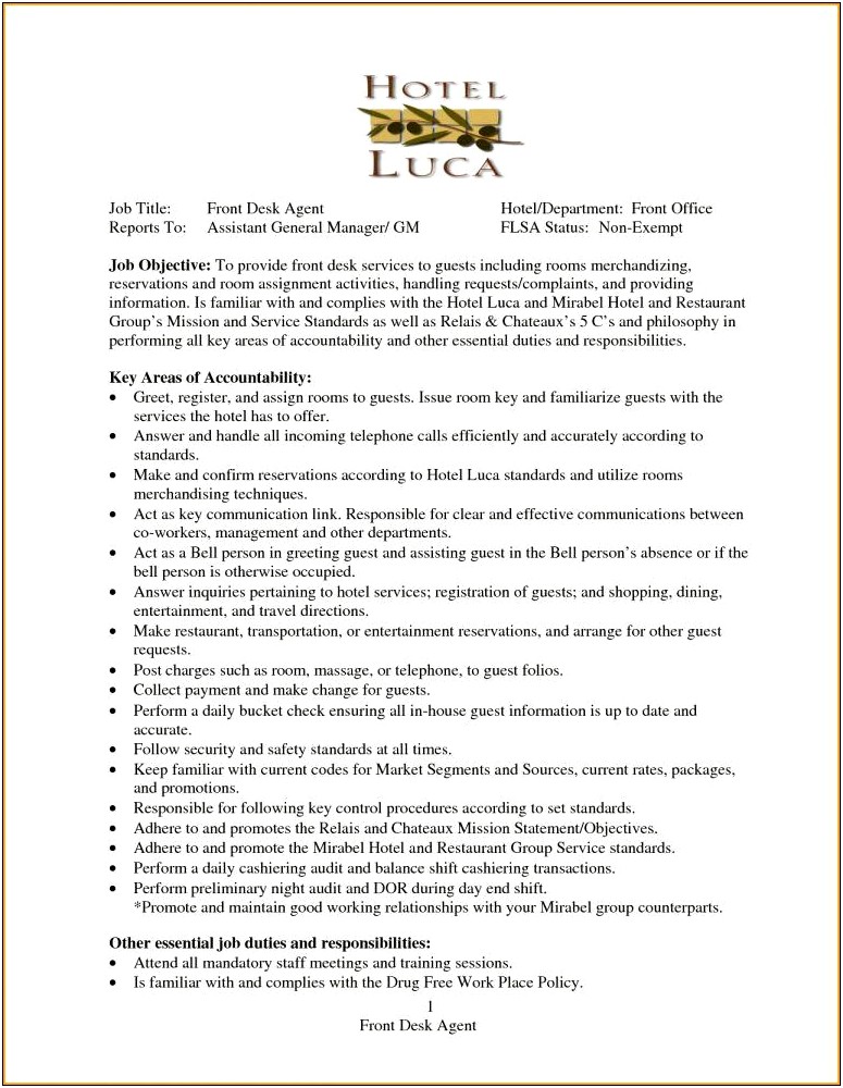 Front Office Manager Objective Resume