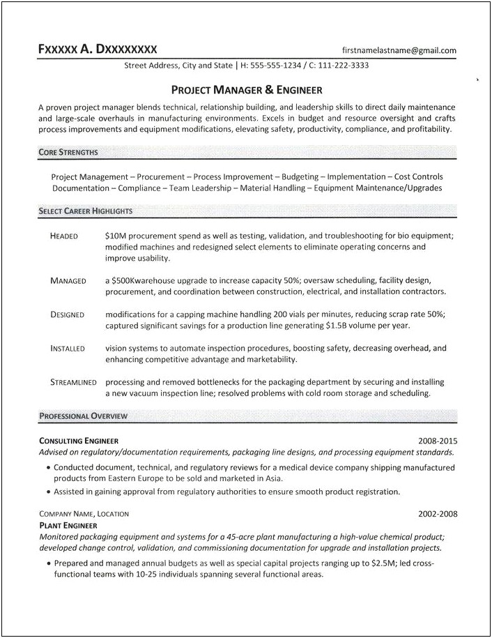 Functional Project Manager Resume Sample