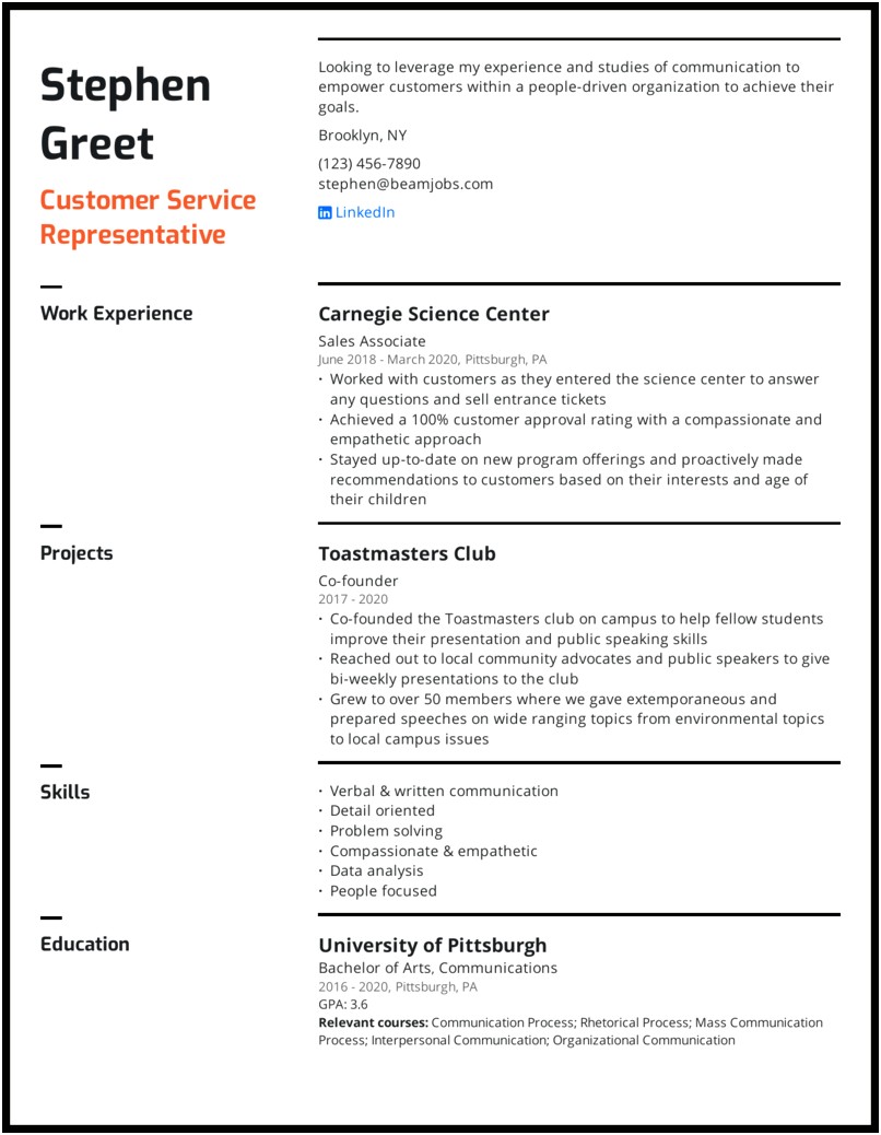 Functional Resume Example Detail Oriented