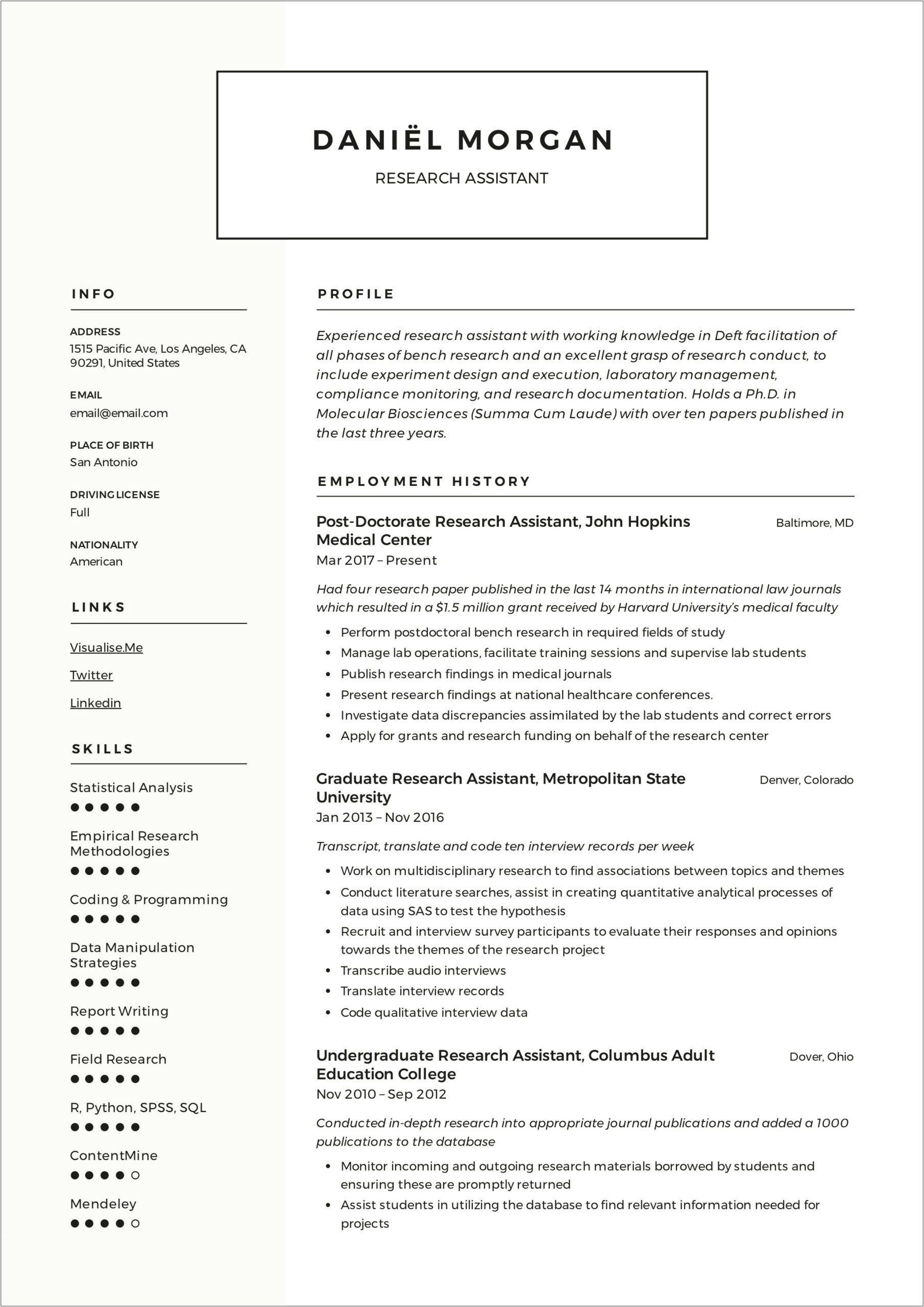Functional Resume Example For Ra