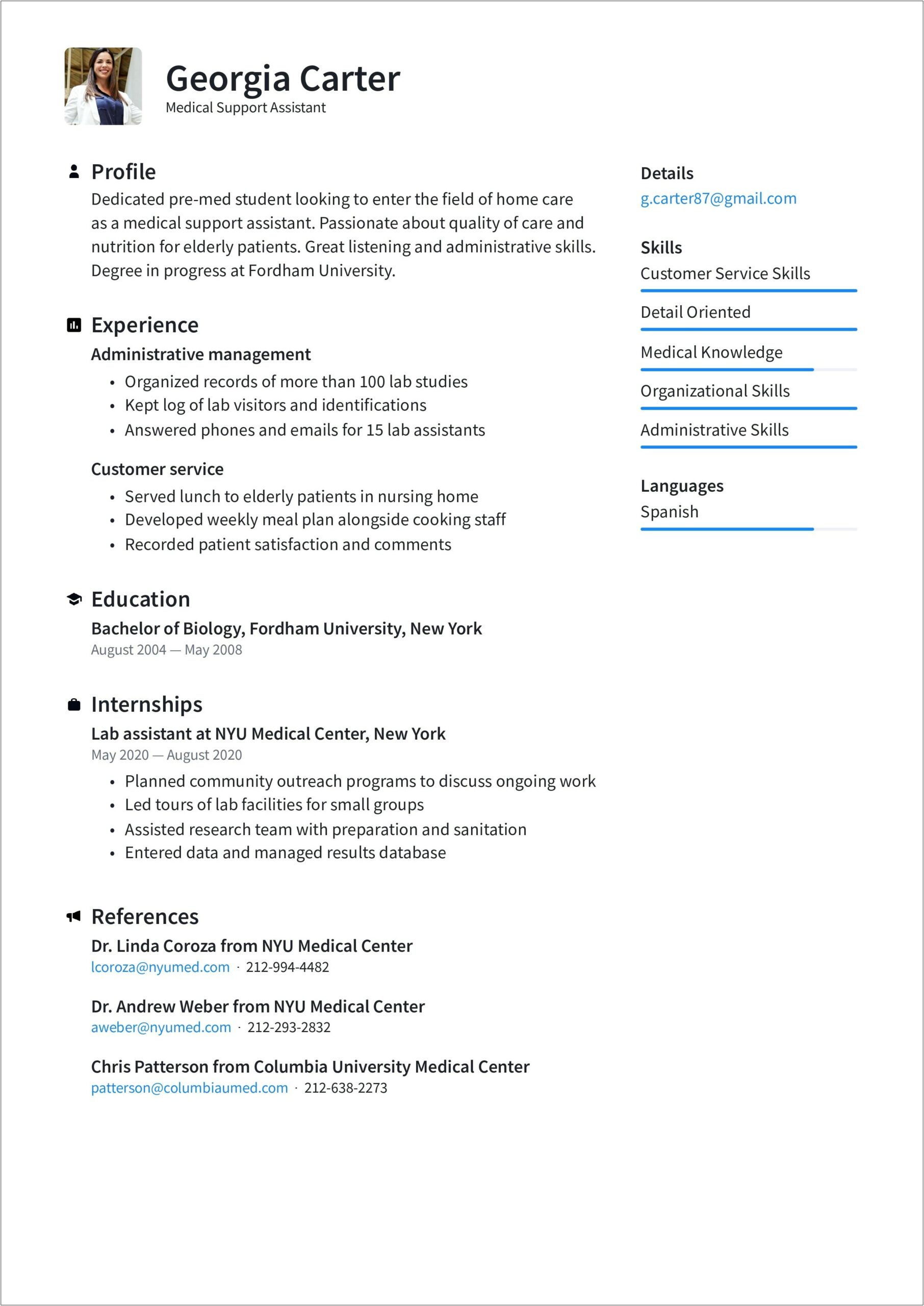 Functional Resume Example For Students