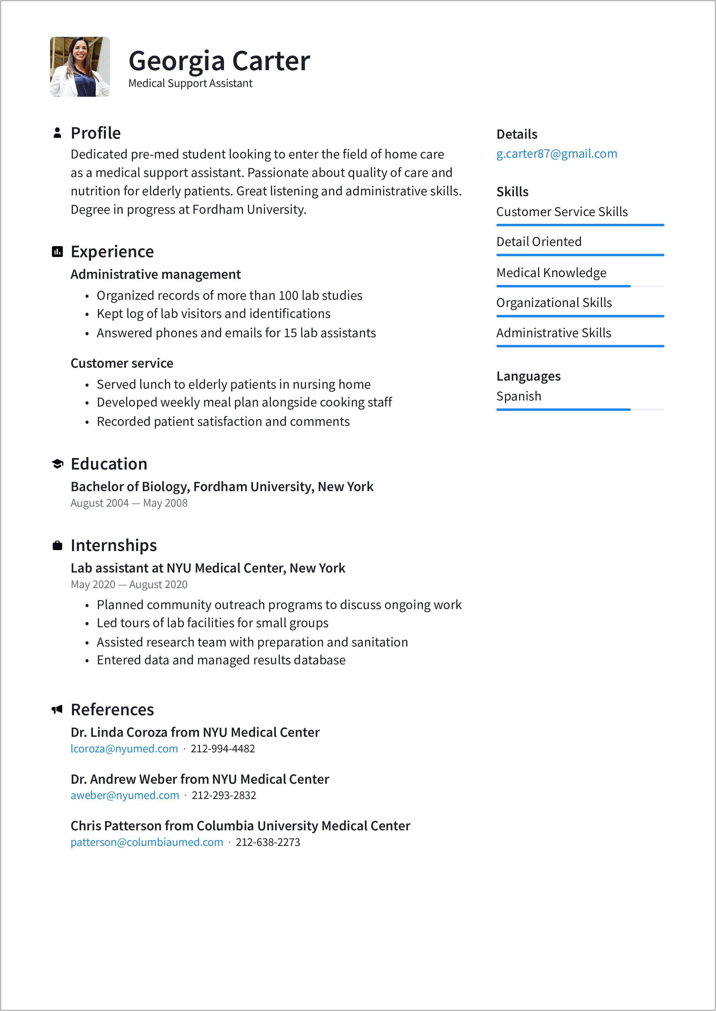 Functional Resume Example For Students