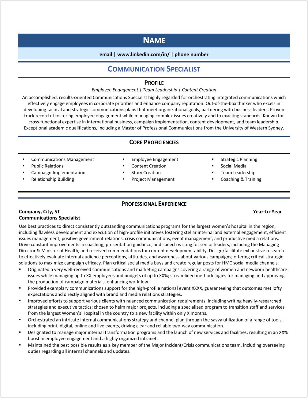 Functional Resume Examples For Workplace Communications Class