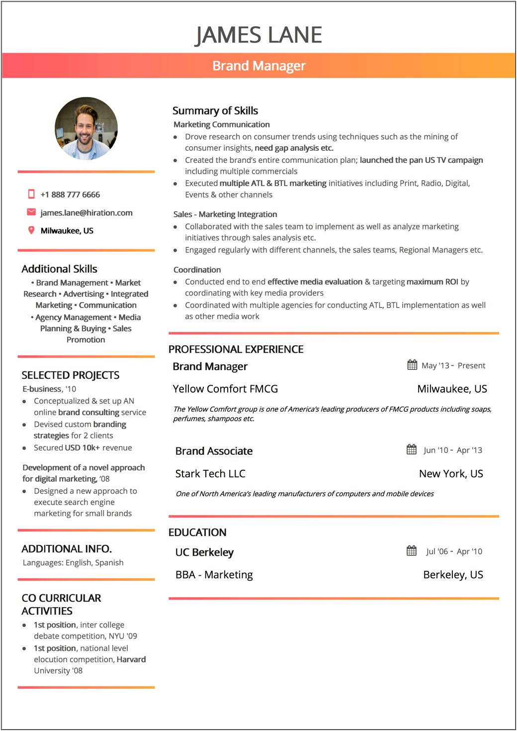 Functional Resume Examples With Color