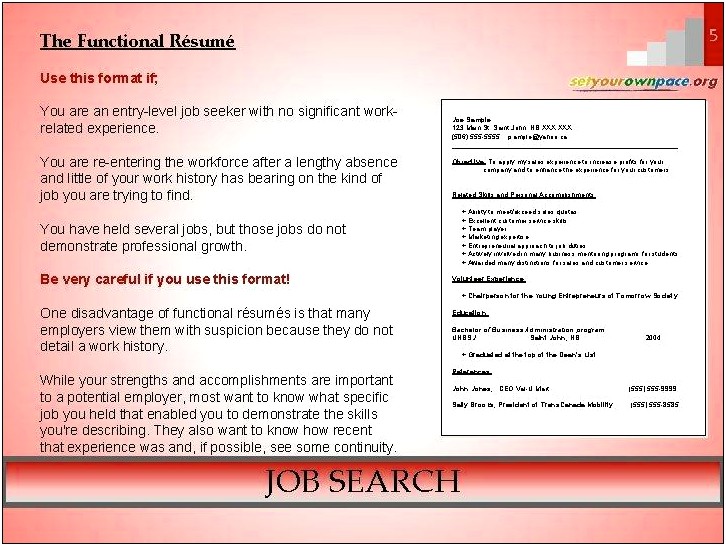 Functional Resume For Entry Level Job