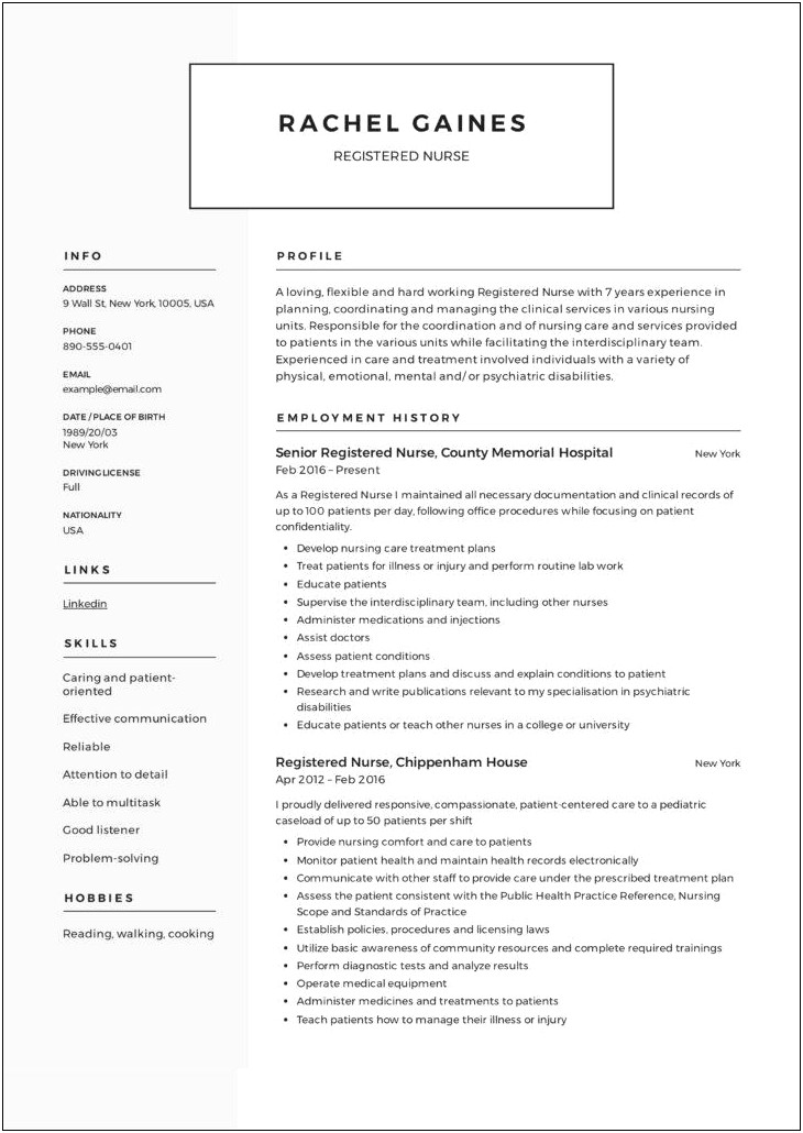 Functional Resume Format Examples Rn