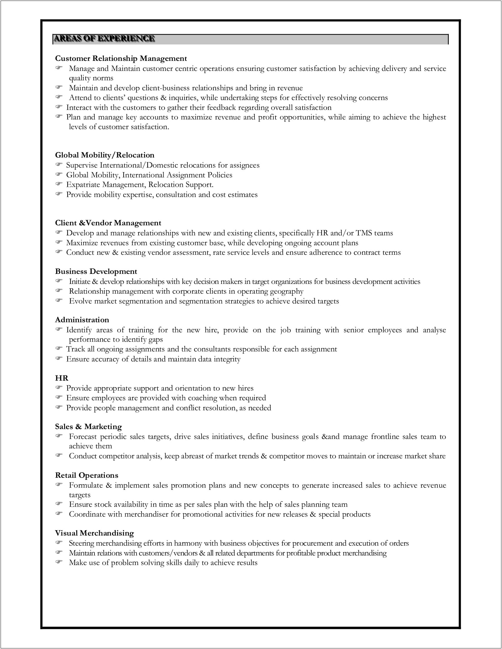 Functional Resume Key Word And Phrases