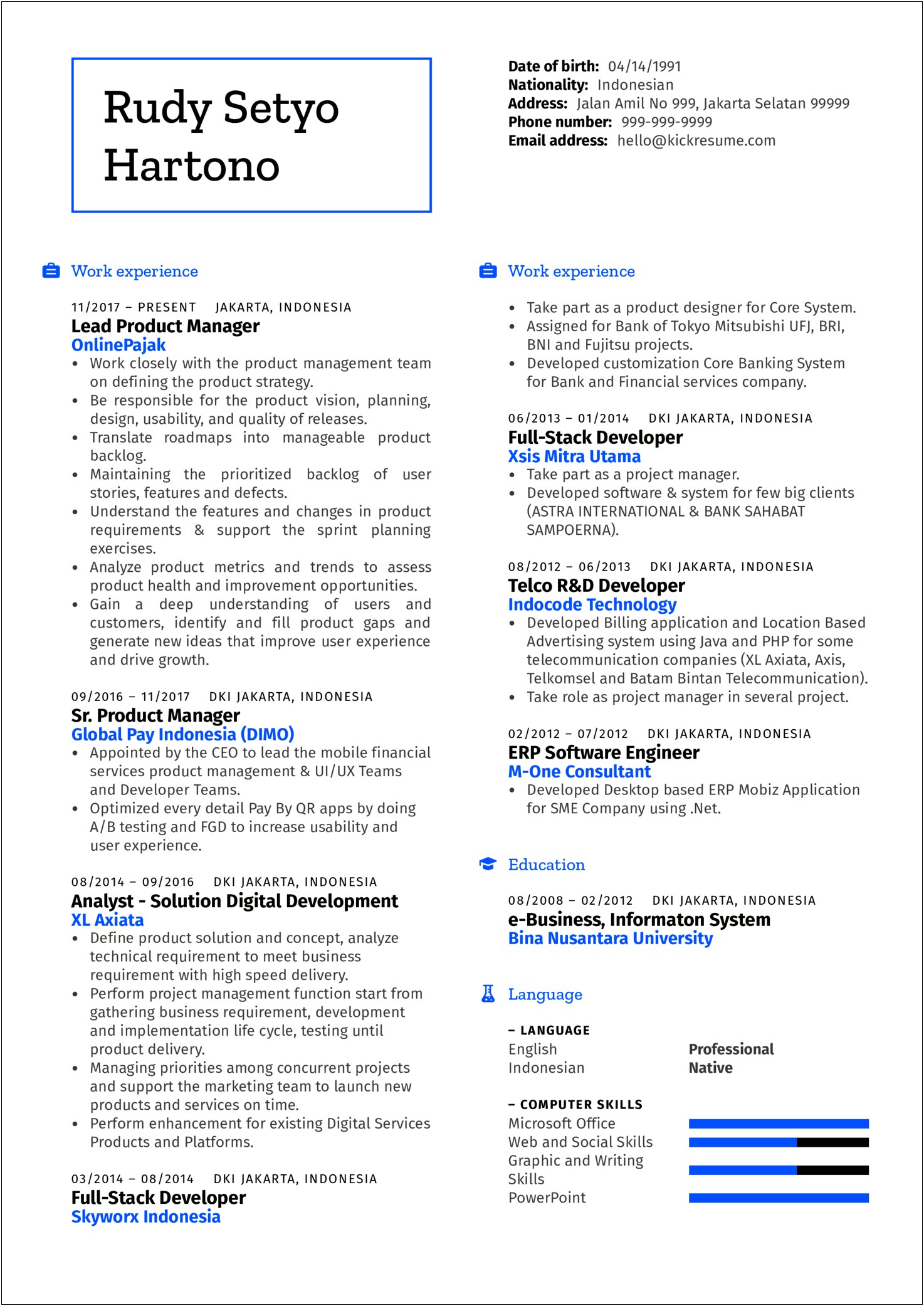 Functions As A Digital Manager For A Resume