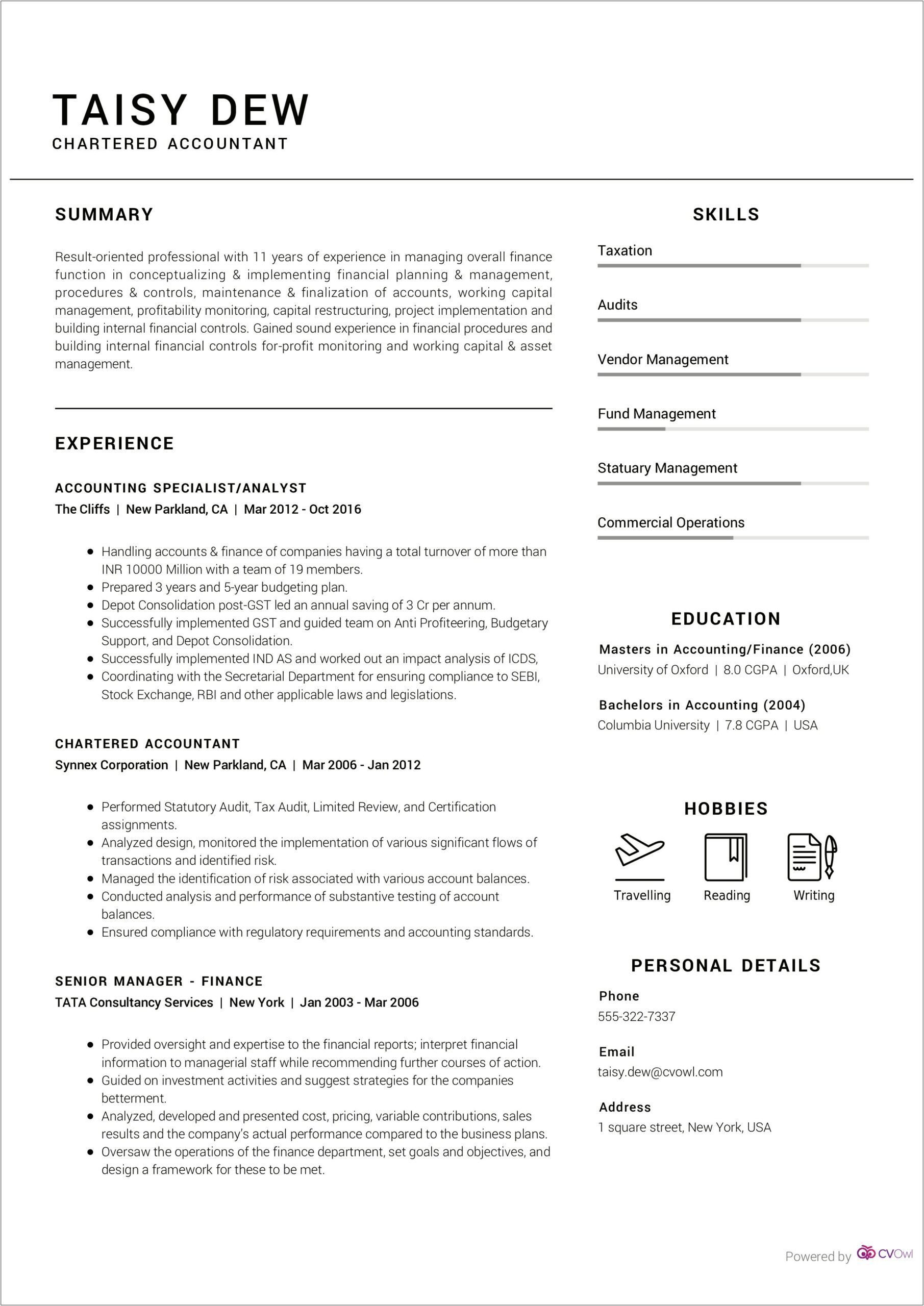 Fund Accounting Manager Resume Sample