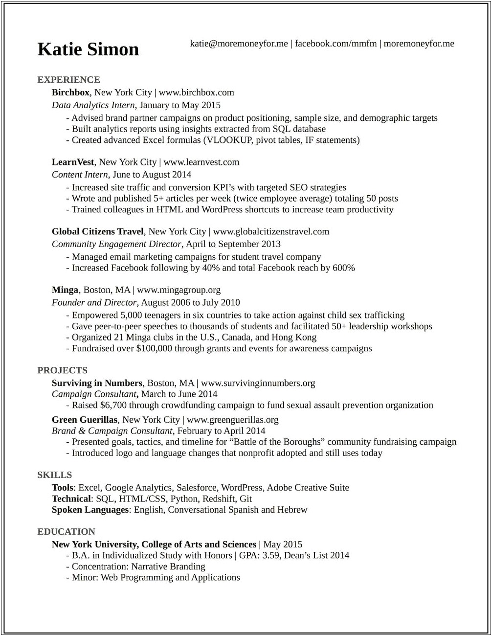 Fundraising Chair Example For Resume