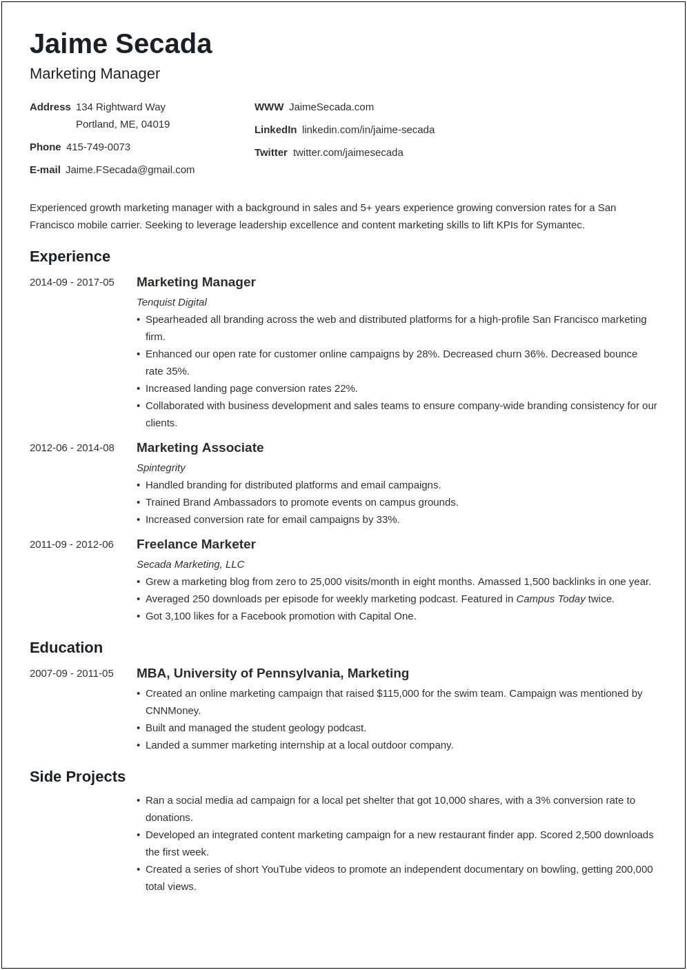 Gas Station Manager Resume Example
